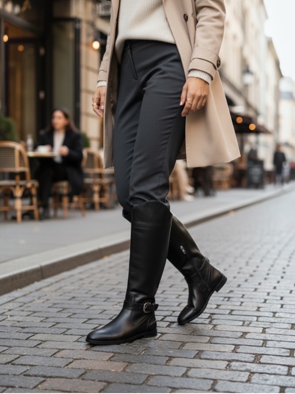 Zara NWT pleather knee high black faux leather equestrian riding boots size 40